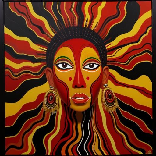 Abstract Faces in Red: A Surrealist Oil Painting