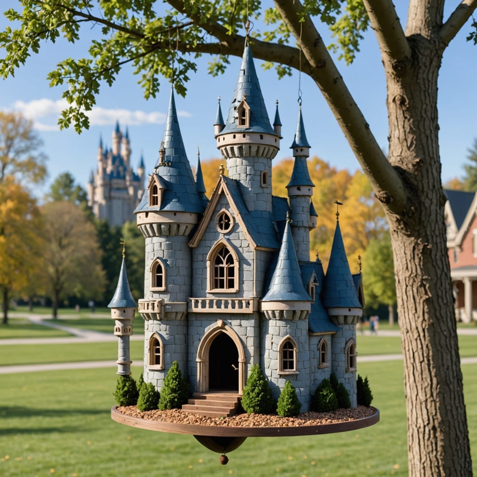 Birdhouse Castle Filled with Birdseed