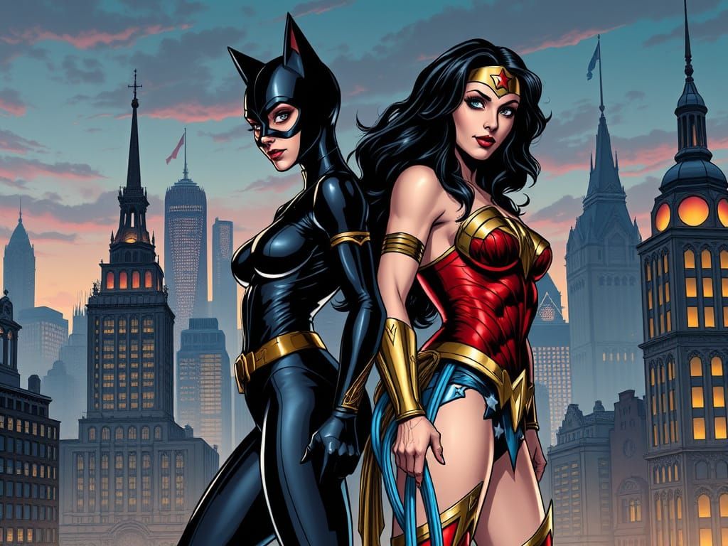 Catwoman and Wonder Woman Protect Gotham