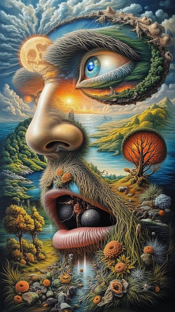 Intricate Portrait Optical Illusion Painting