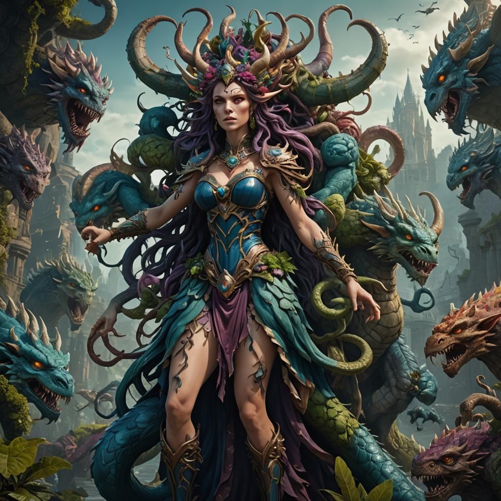 Monstrous Six-Headed Scylla in Detailed Matte Painting