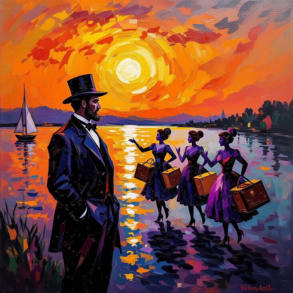 Abraham Lincoln Amidst Surreal Dancing Fiends and Diamond Pl...