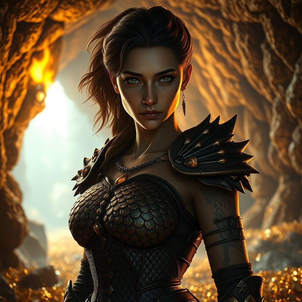 Dragon-Inspired Warrior in Ancient Treasure Trove