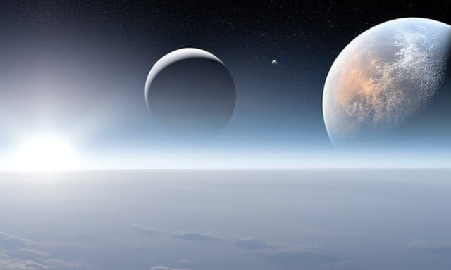 Lush Planet with Twin Spherical Moons from Space