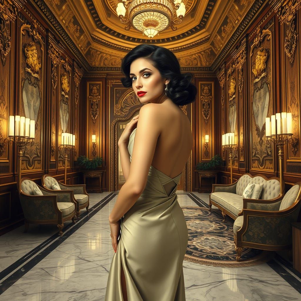 Luxurious Art Deco Portrait of a Refined Woman