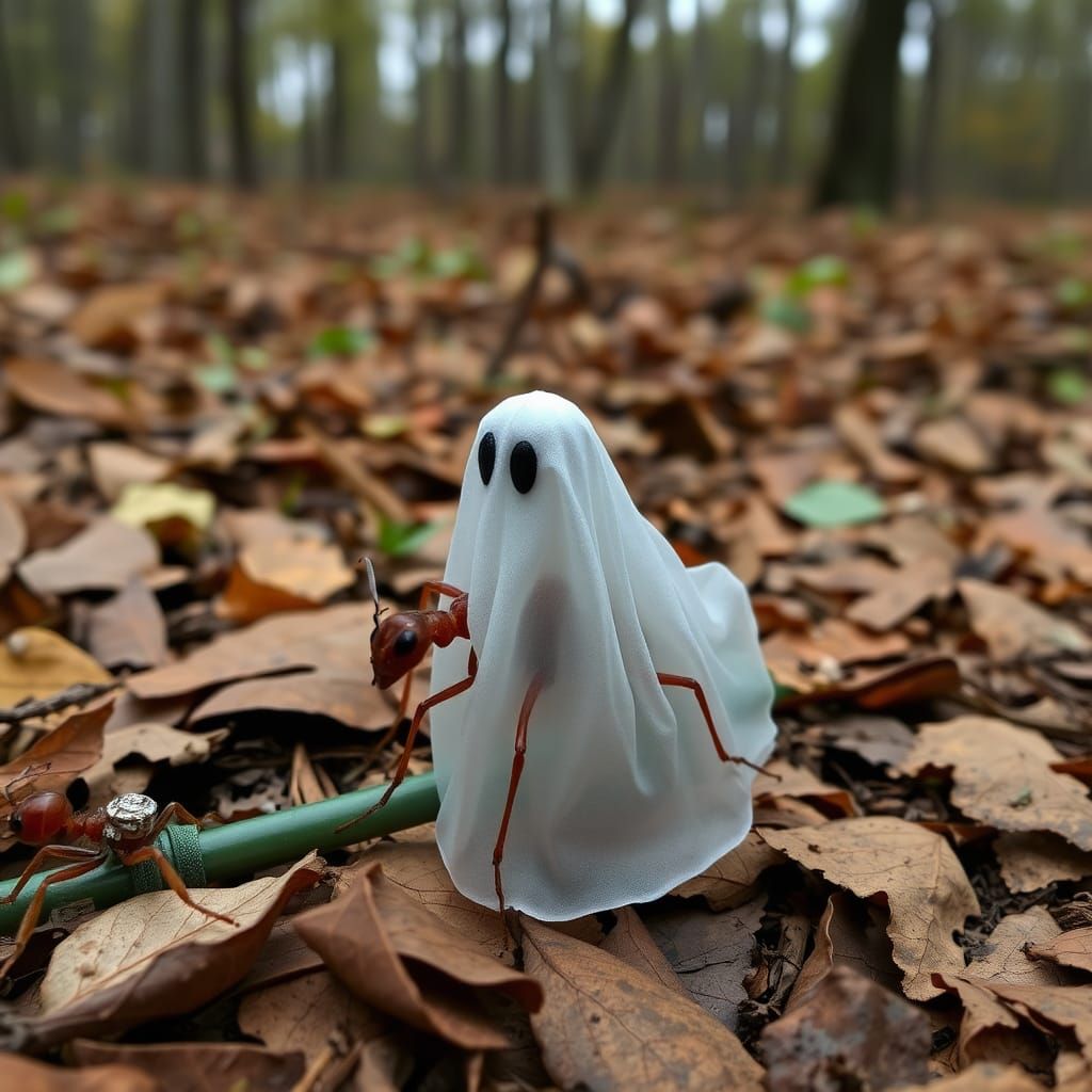Ghost Rides Ant Through Leaf Litter
