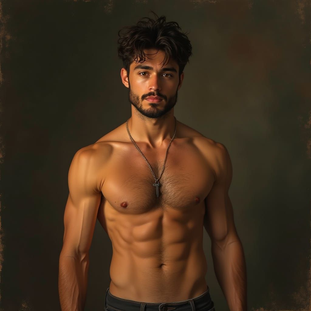 Strong, Moody Athlete in Earthy Tones