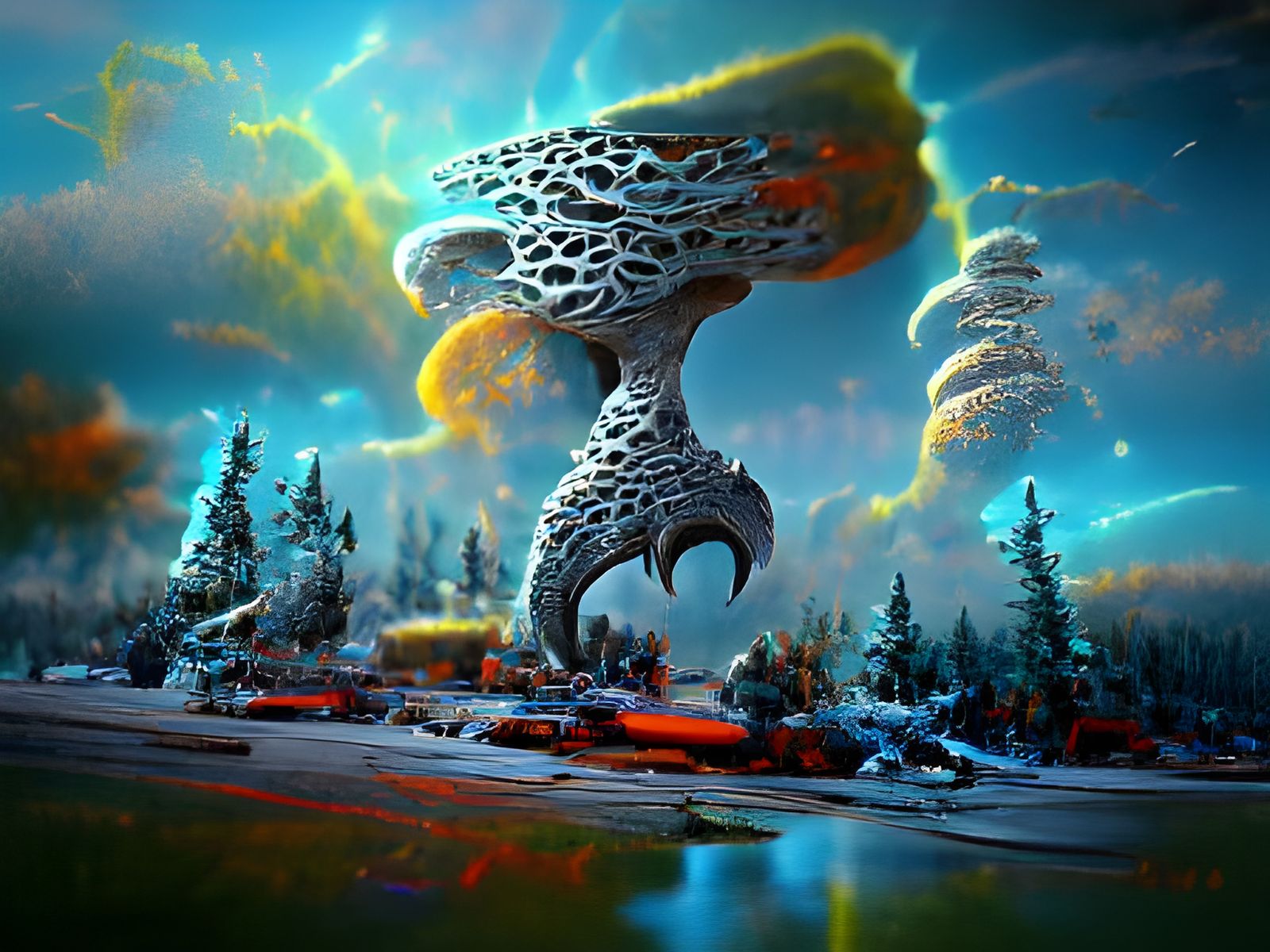 Tunguska Explosion: A Sci-Fi Fantasy Painting