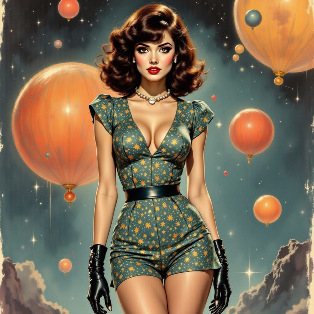 Science Fiction Space Cadet Queen in Retro Uniform