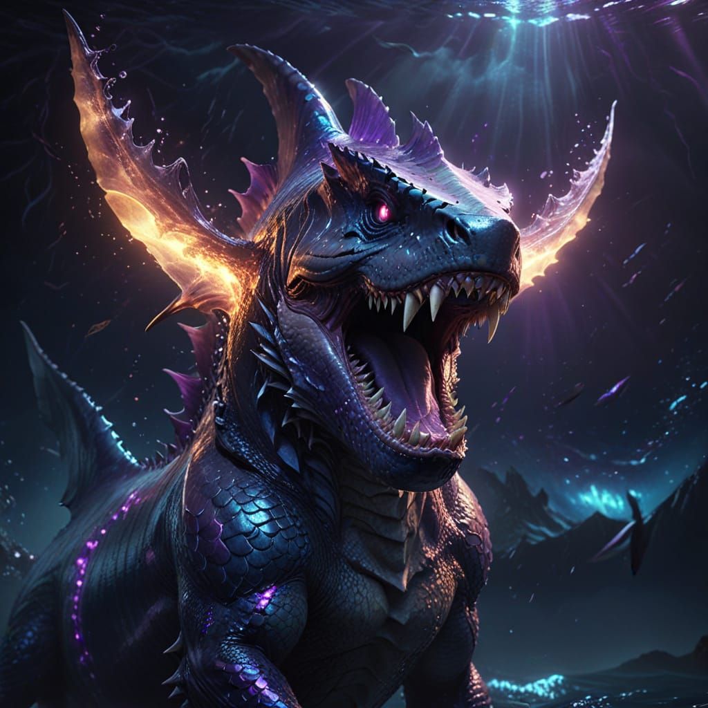 Ender Megalodon: Majestic Hybrid Sea Dragon Soars Through th...