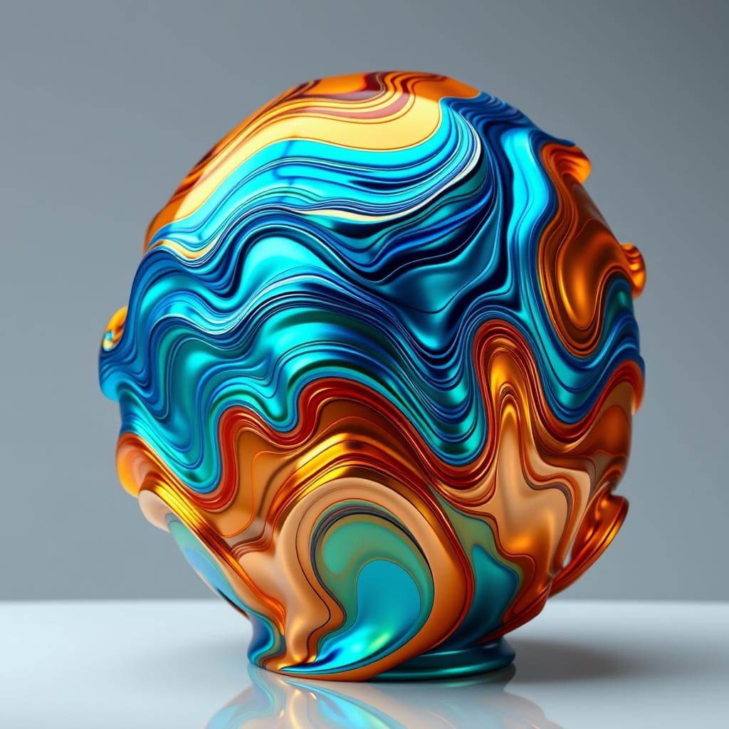 Ethereal Art Deco Sculpture in Iridescent Hues