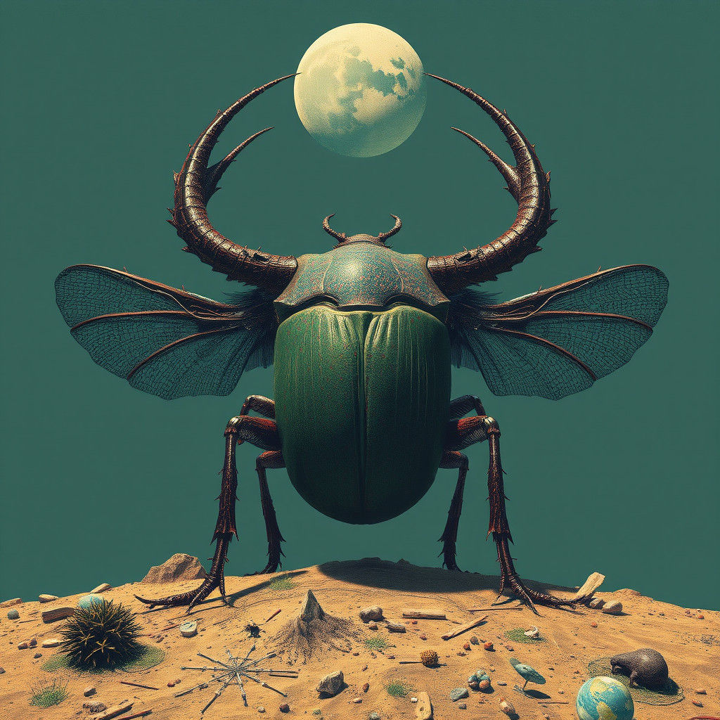 Scarab Beetle in Dark Surrealist Style