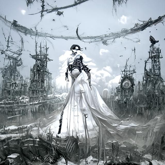 Gothic Pirate Woman: Black and White Ink Portrait