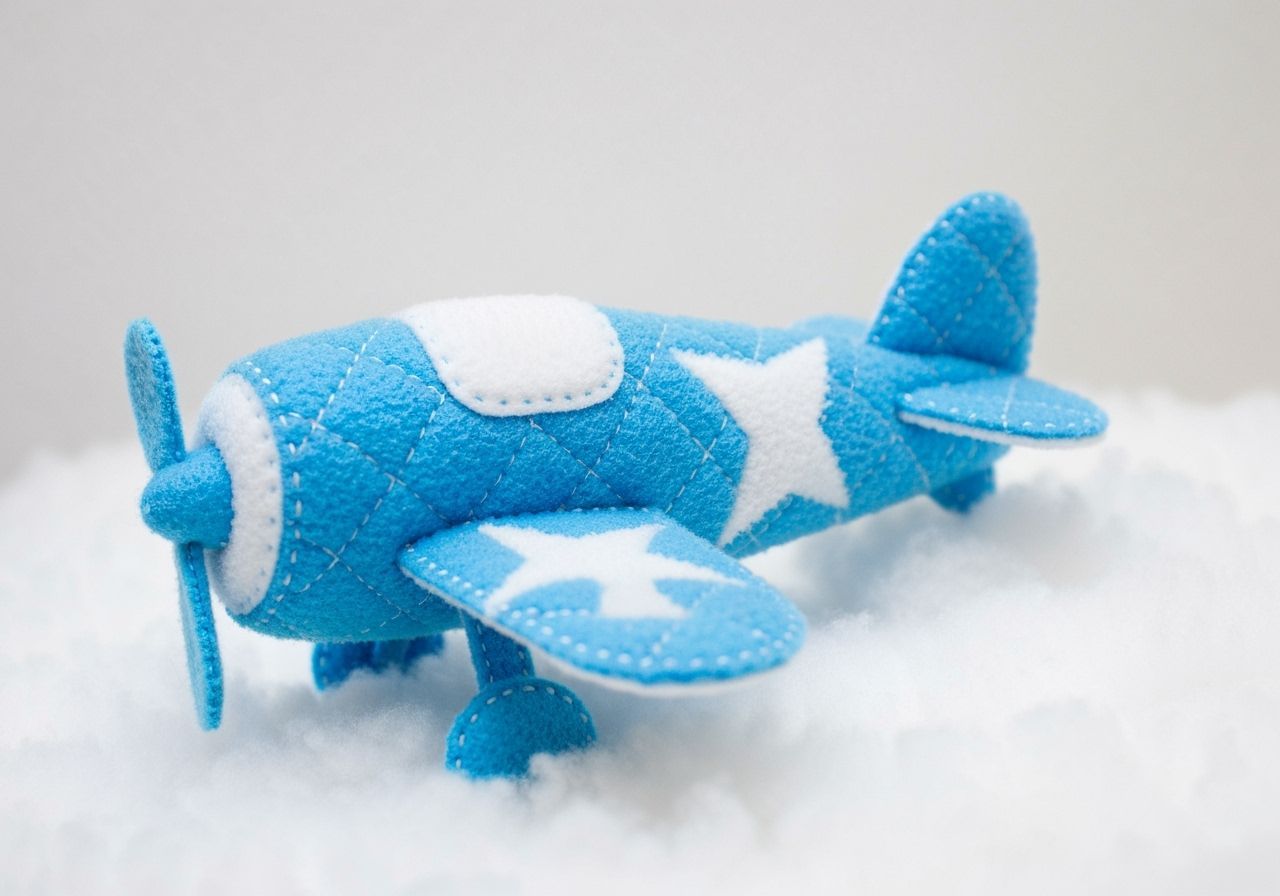 Handmade Quilted Felt Airplane on a Cloud