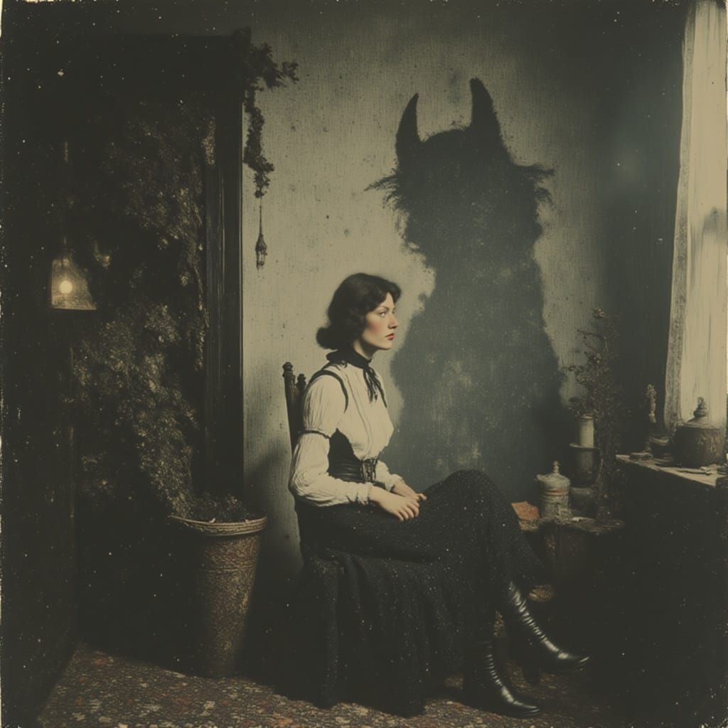 Nightmare Unleashed: Woman Frozen in Fear from Shadow Monste...