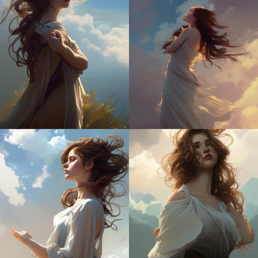 Girl on Mountain with Dynamic Lighting