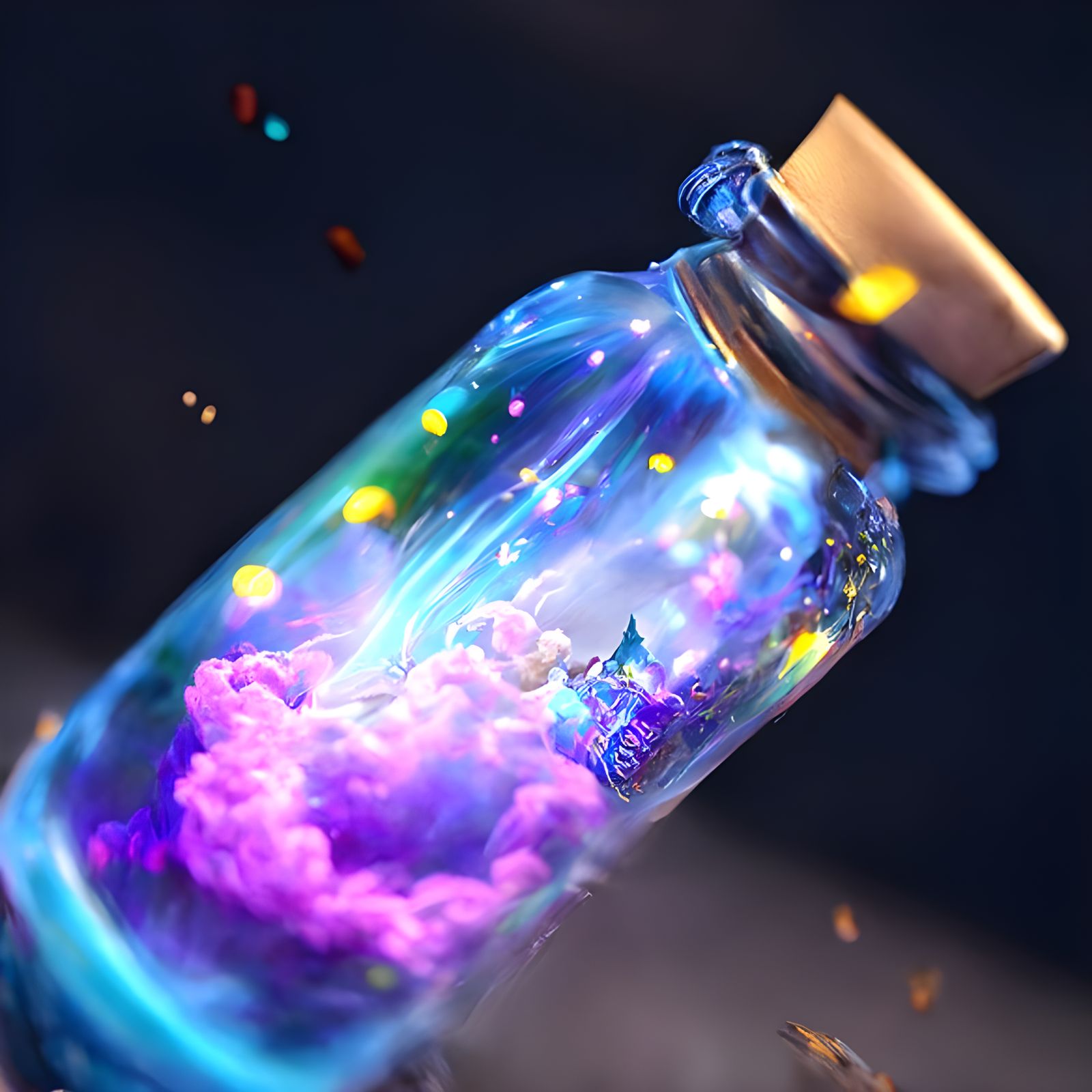 Magical Sparkling Elixir in Intricate Bottle