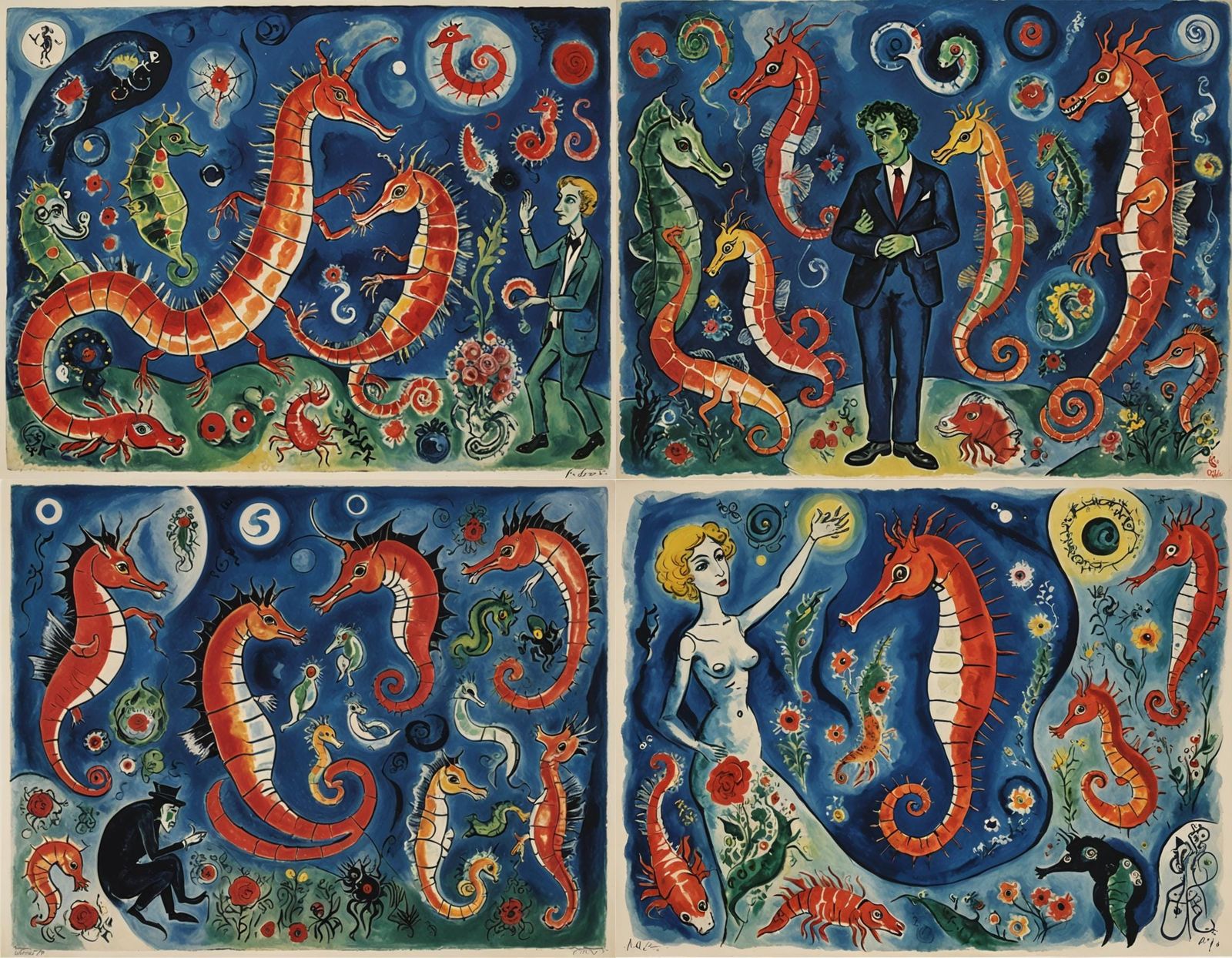 Surreal Vivisection: Homunculus Prawn Seahorse Masterpiece