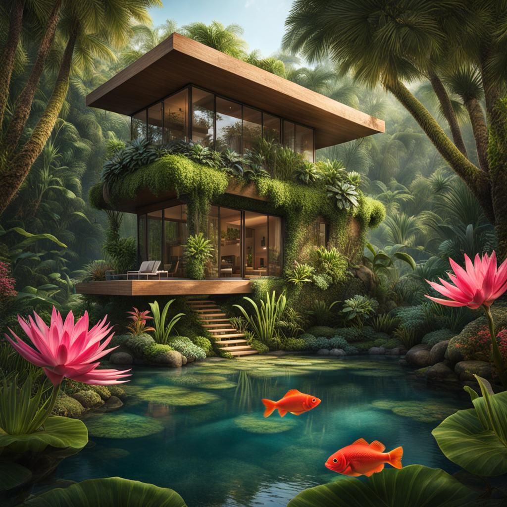 Magical Mexican House in Tropical Forest