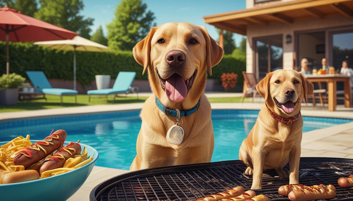 Labrador Retriever Grilling at Joyful Outdoor Party