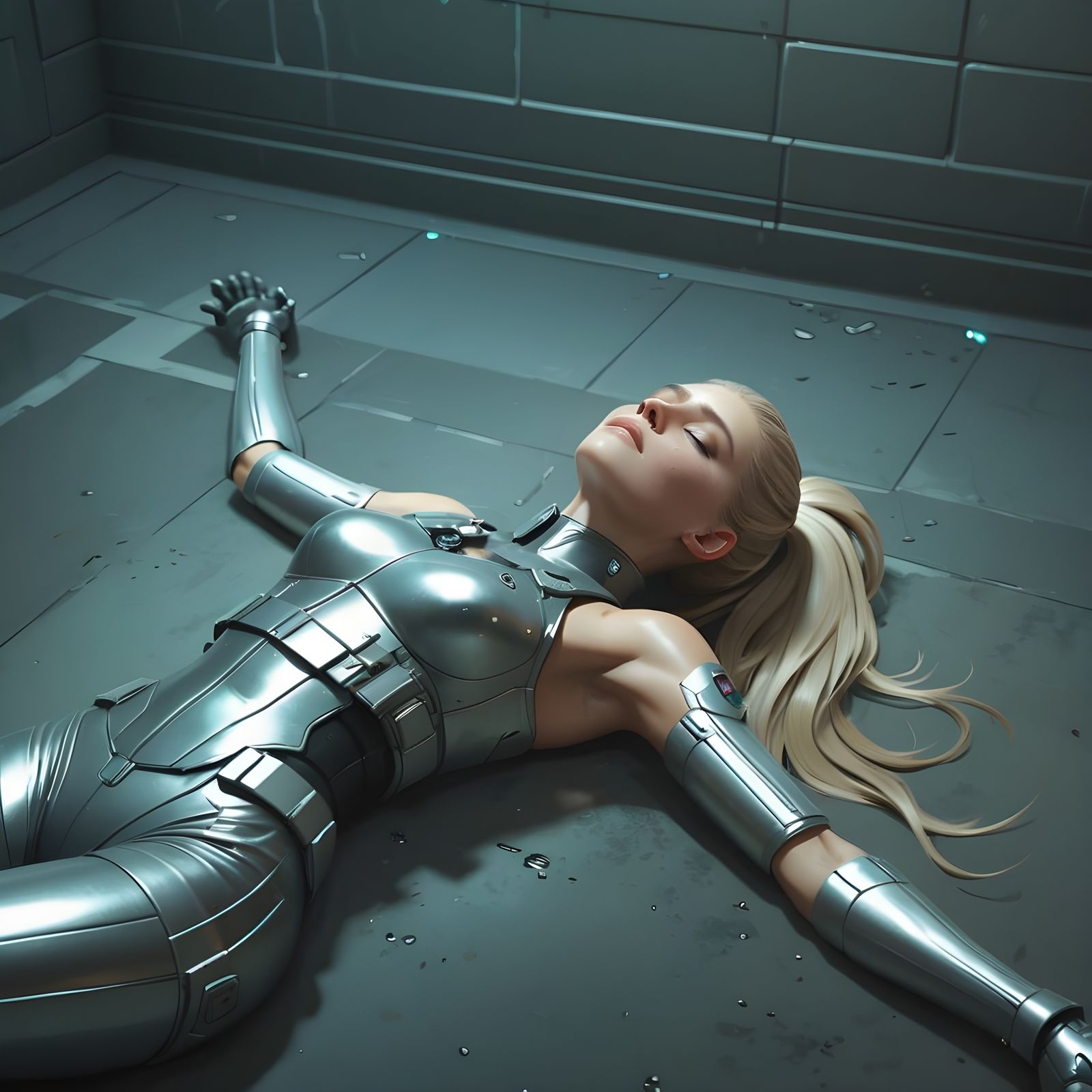 Futuristic Female Agent Captured in Corporate Prison