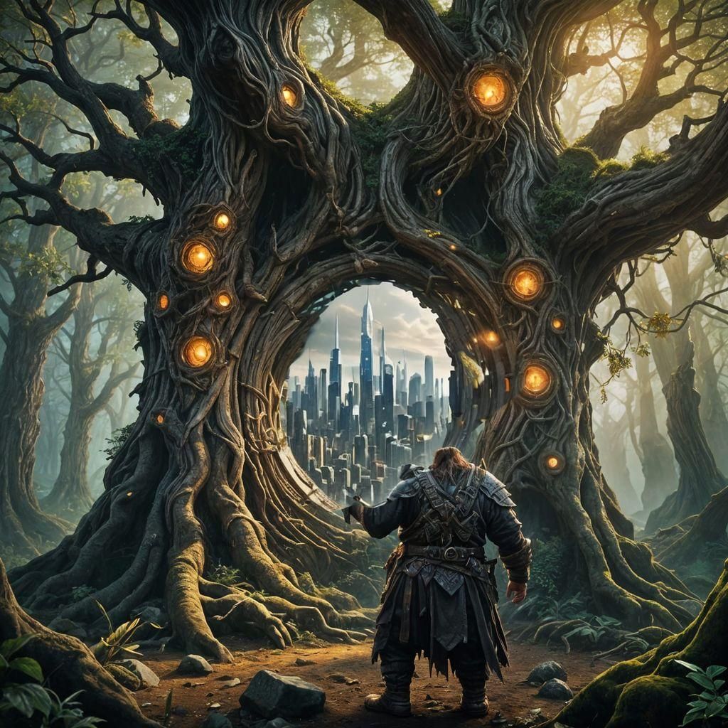 Dwarf Druid Opens a Portal: Digital Matte Painting