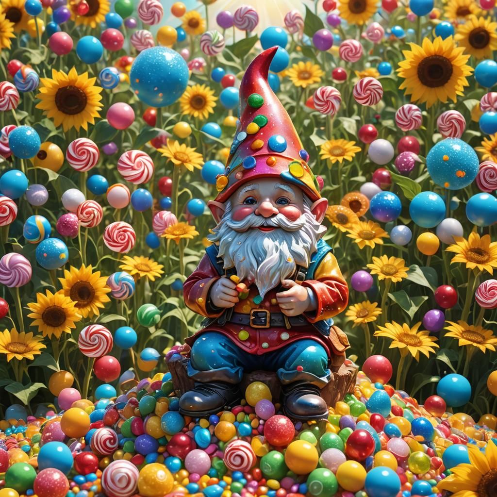 Gnome in Candyland: A Vibrant Digital Illustration
