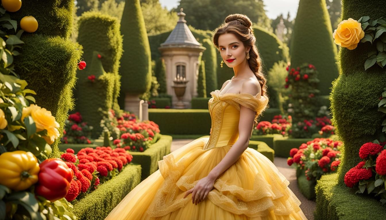Belle in Yellow Gown Holding Bell Pepper
