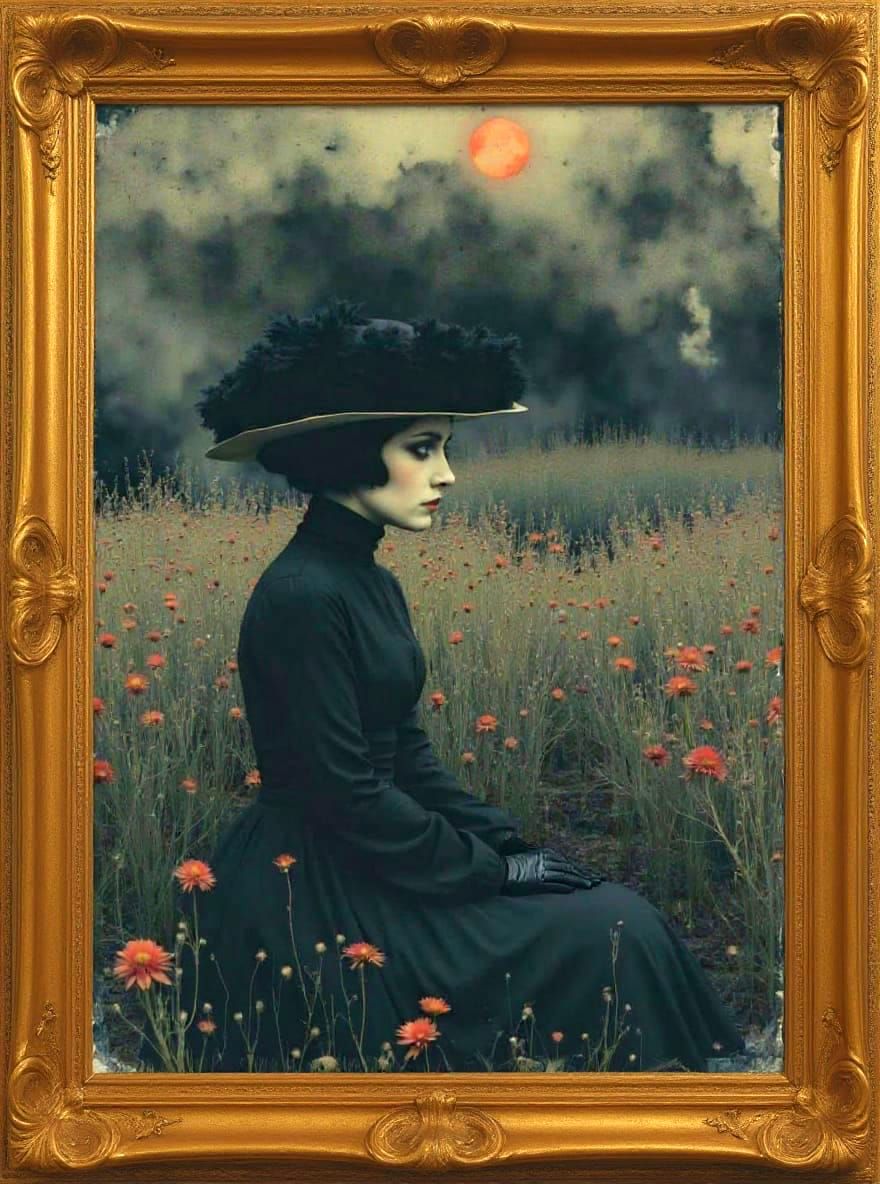 Goth Girl Portrait in Ornate Gilded Frame