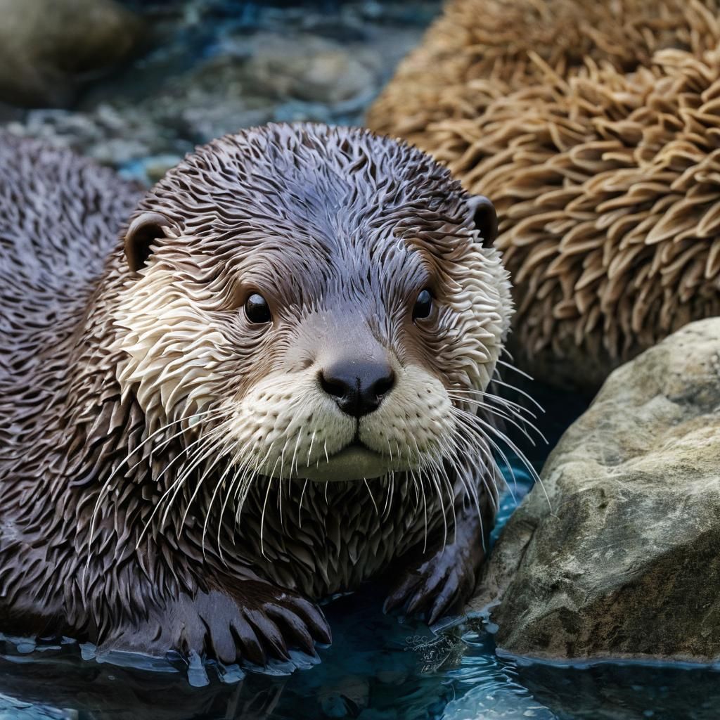 Hyper-Realistic Otter with Human Head Digital Art