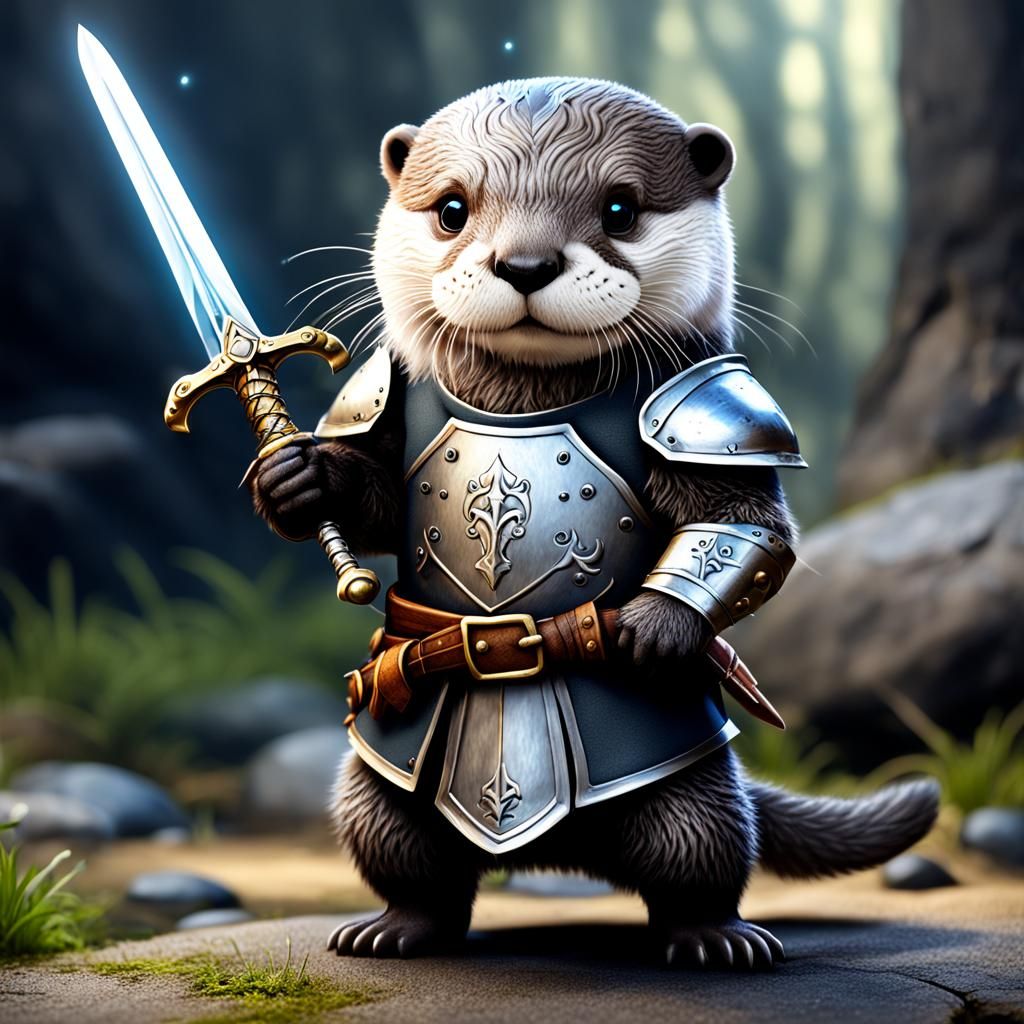Otter Knight Ready for Battle in Fantasy Setting