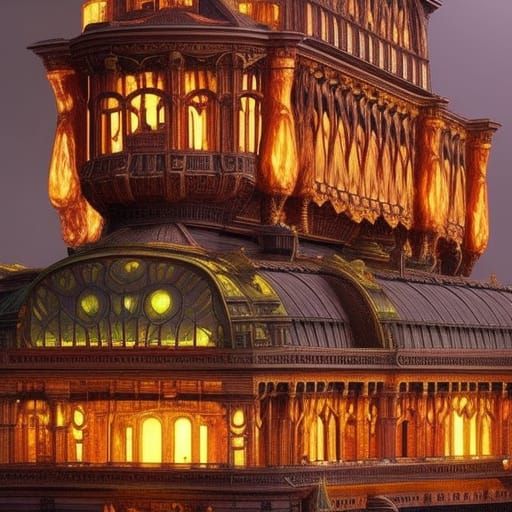 Floating City with Mythological Creatures: Digital Matte Pai...