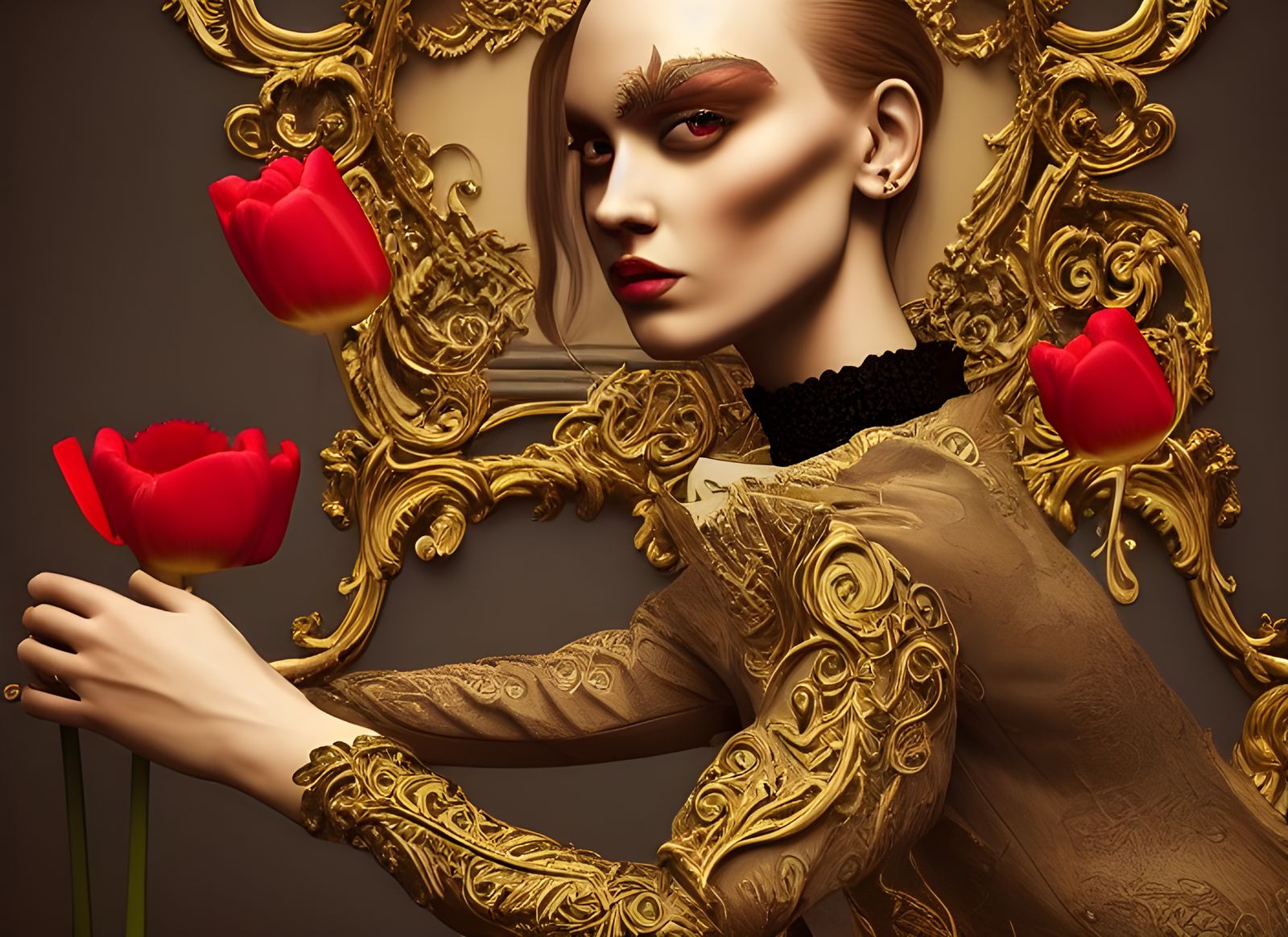 Hyperrealistic Tulip in Ornate Digital Style