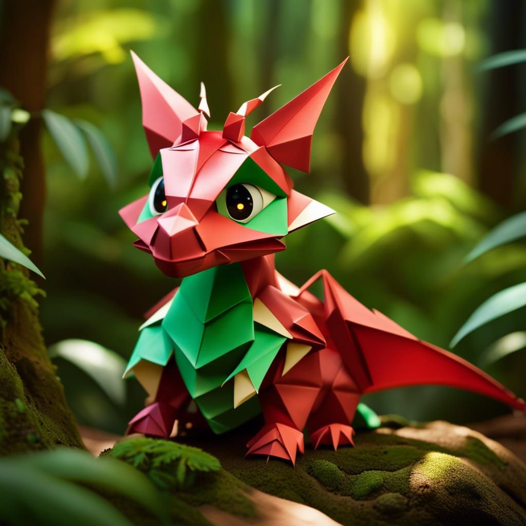 Adorable Origami Dragon with Realistic Eyes