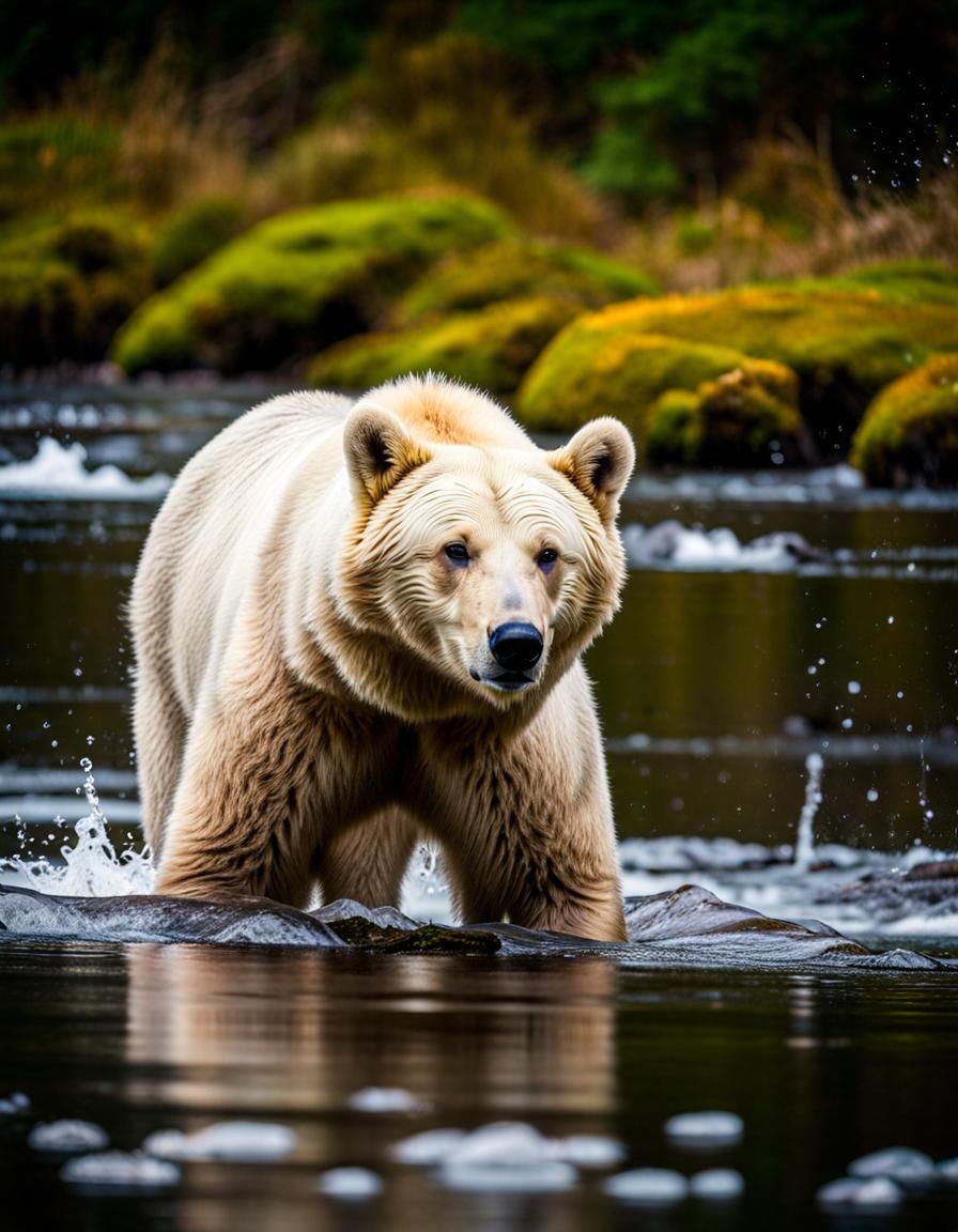 canadian spirit bear or Ursus americanus kermodei.