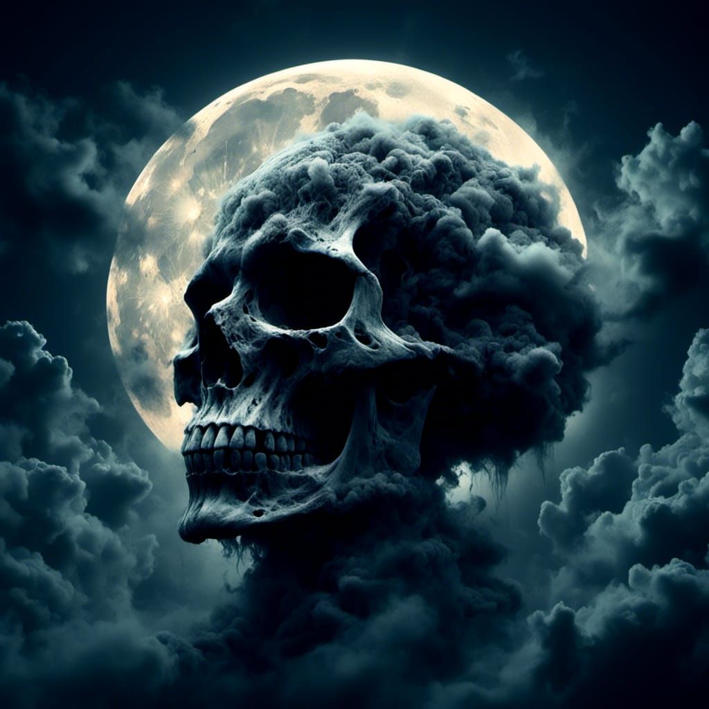 Cloud Skull Under Moonlight