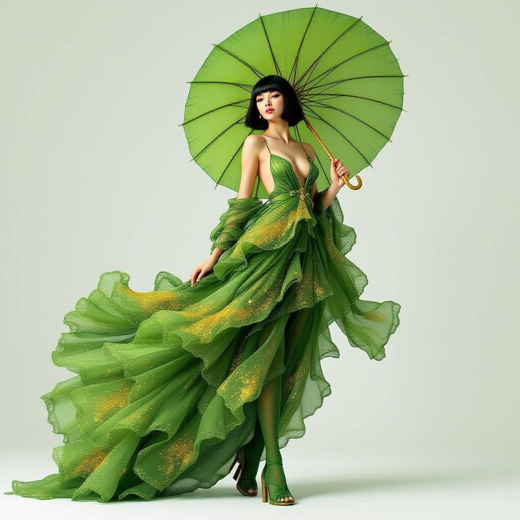 Ethereal Goddess in Emerald Splendor