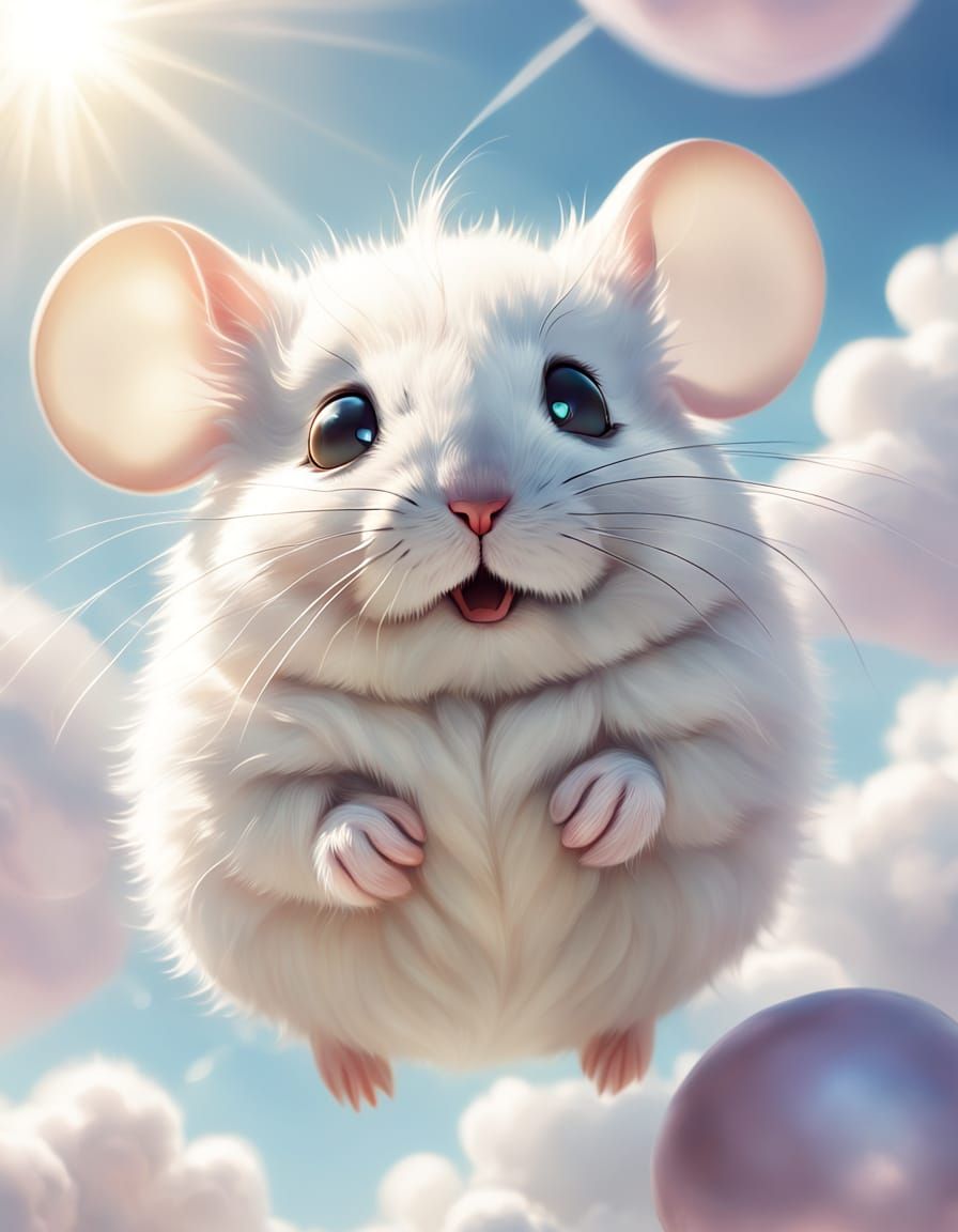 Cute Inflated Mouse Floats in Air: Concept Art