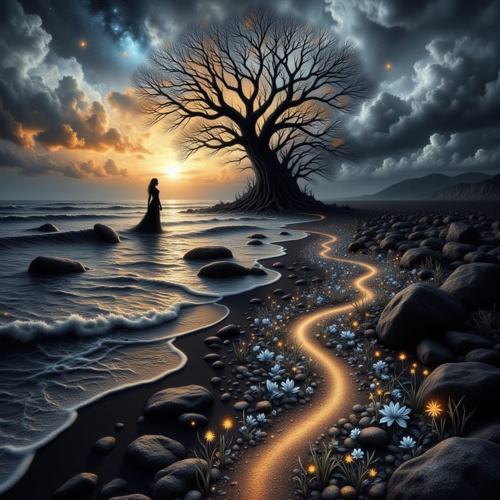 Numinous Silhouette in Desert Landscape