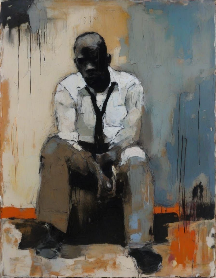 Moody Oil Painting of a Fragmented Figure