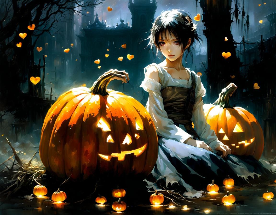 Adorable Pumpkin Zombie with Sparkling Eyes