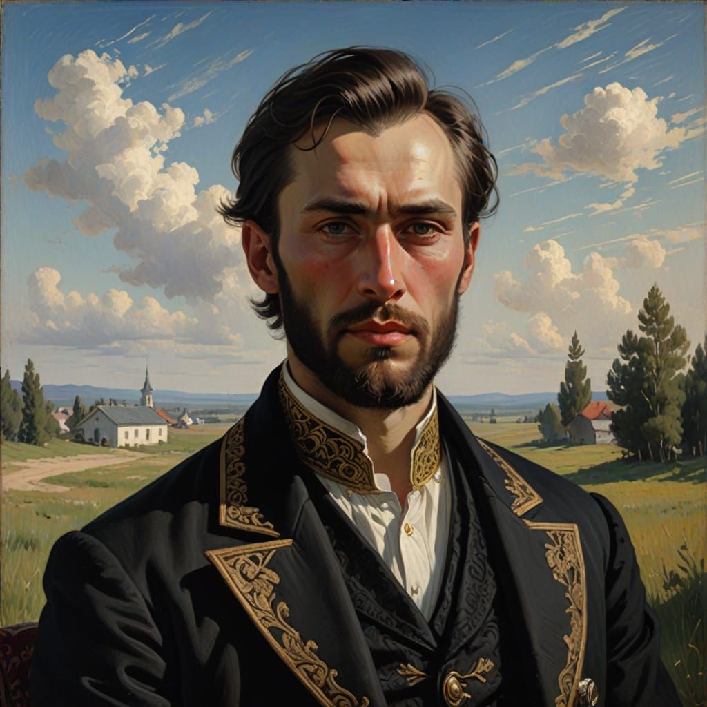 Noble Russian Portrait in 19th-Century Style