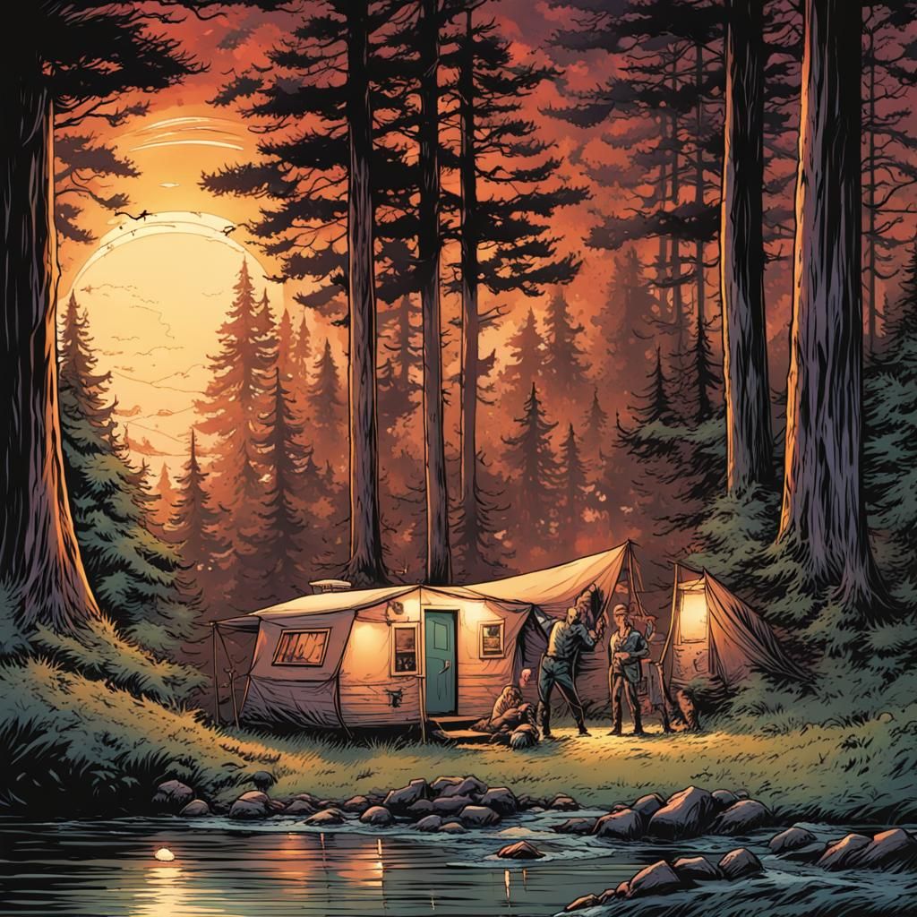 Man as Summer Camp Monitor in Comic Book Style