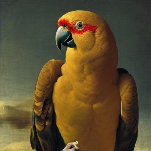 Detailed Parrot Portrait in Master Painting Style