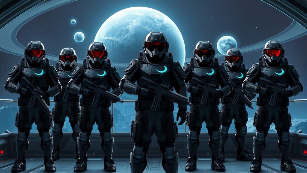 Futuristic Muslim Space Marines Guard Alien World