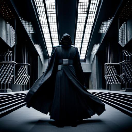 Kylo Ren Obsidian Statue in Art Deco Sith Temple