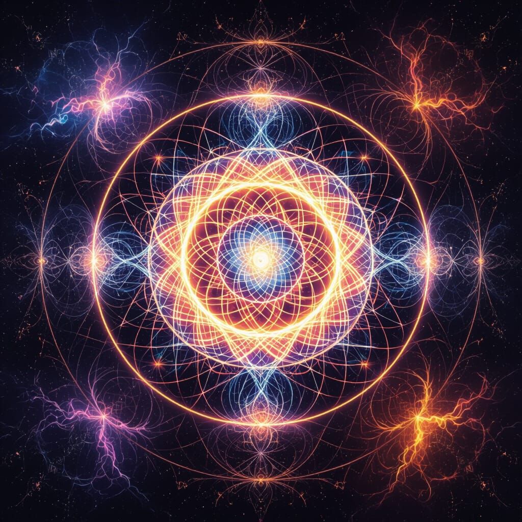 Vibrant Cymatics Pattern of Light and Geometry