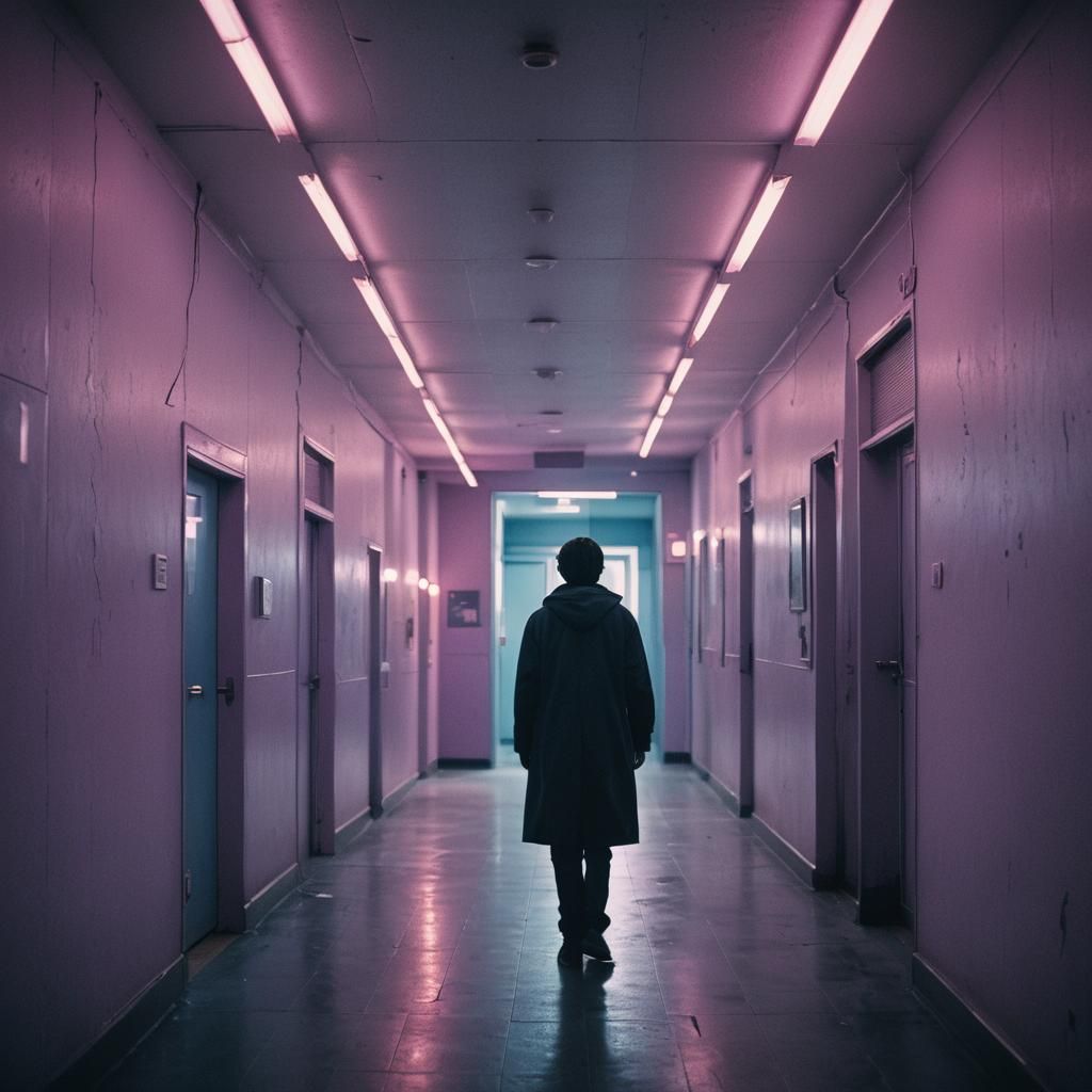 Eerie Corridor in a Sci-Fi Film Still