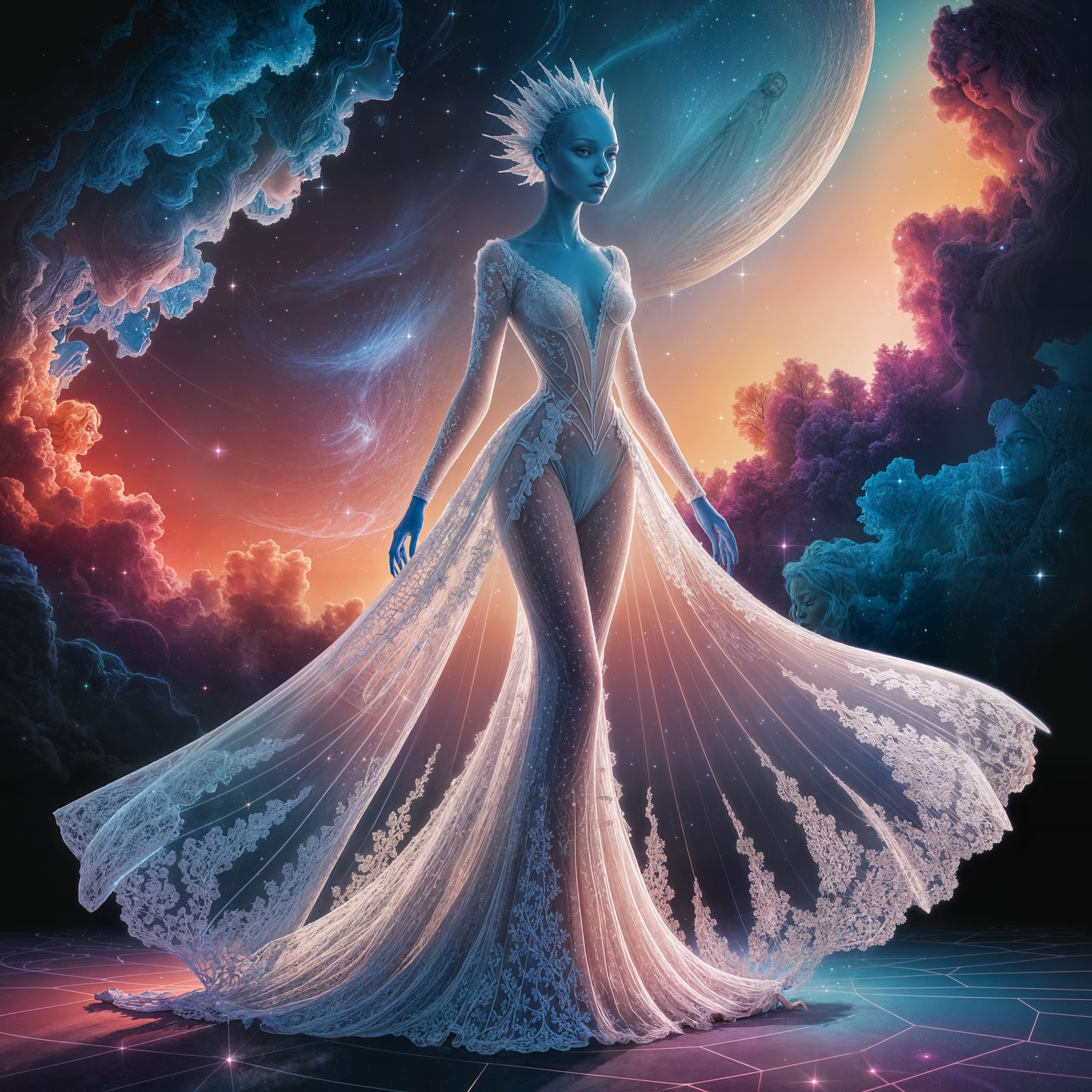Alien Princess in Lace Gown, Visionary Art