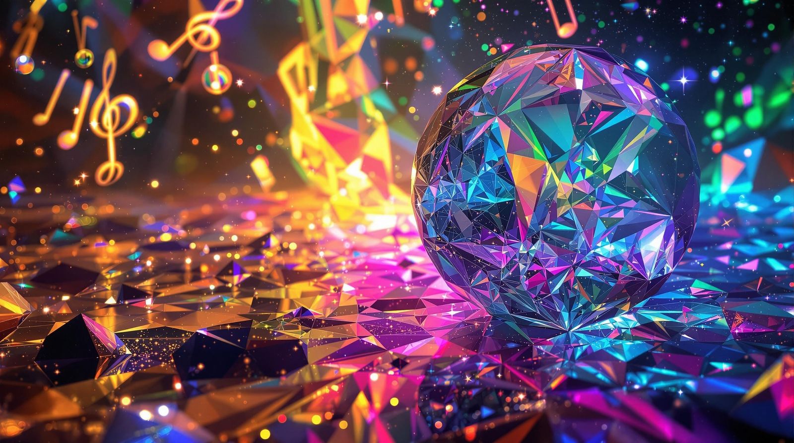 Prismatic Crystal Sphere Reflecting Rainbow Light